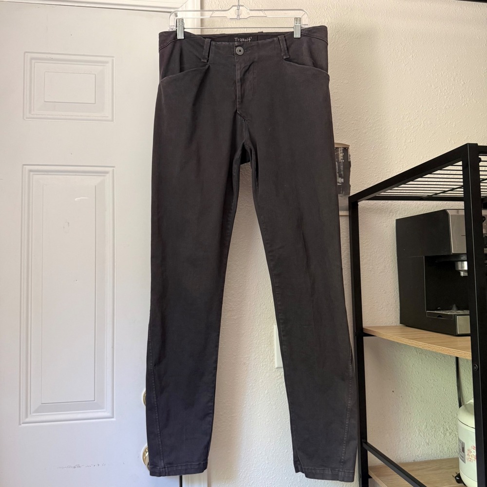 TRANSIT UOMO Italy washed black grey cotton slim leg pants